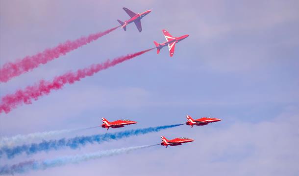 Red Arrows display at the English Riviera Airshow, Paignton, Devon