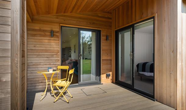 Decking area with seating, River Dart Hideaway, Galmpton, Nr Brixham