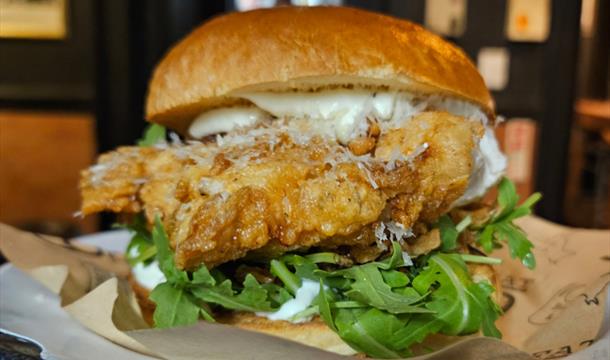 pictures of food and the bar at Meat 59 Torquay, Devon