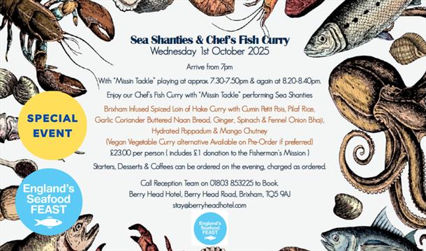 'Sea Shanties and Chef's Fish Curry' at Berry Head Hotel, Brixham, part of England's Seafood FEAST