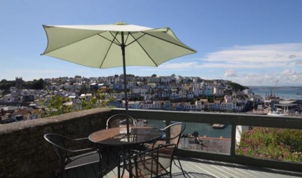 Decking area with sea view, Sea View Cottage, North View Road, Brixham, Devon