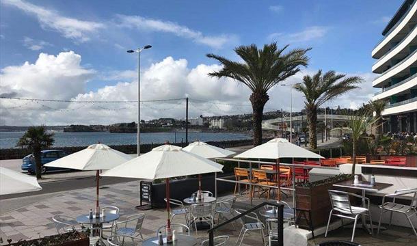 Terrace with view, Seabank Fish and Chip Restaurant, Torquay Seafront