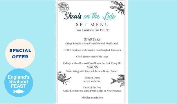Menu for Shoals on the Lido – England’s Seafood Feast Special