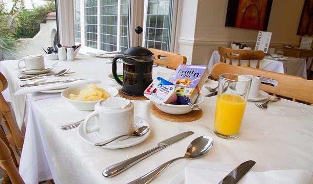 Breakfast Room, Silverlands B&B and car park, Torquay, Devon