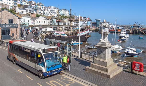 Stagecoach bus on Brixham harbourside