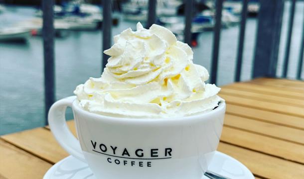 Coffee served at The Still House, Paignton Harbour, Paignton, Devon