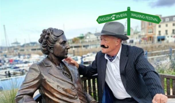 Graham Kerr of English Riviera Walking Tours sat on the bench next to Agatha Christie