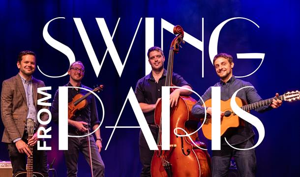 Swing From Paris , Palace theatre, Paignton 4 musicians on stage, each with an instrument