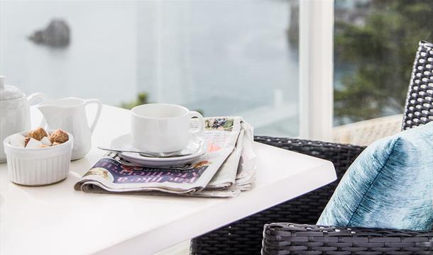 Relaxing with a cup of tea at The Imperial Torquay