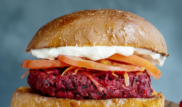 Venus food tofu burger at Venus Cafe, Broadsands, Devon