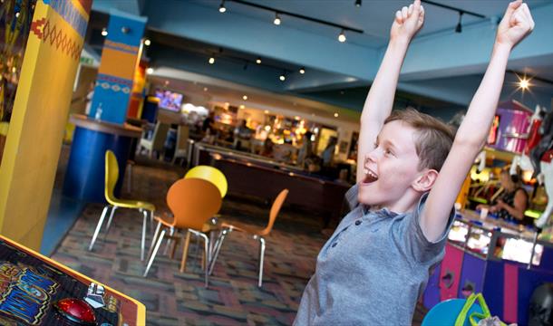 Fun at the arcades in The Carlton Hotel in Torquay, Devon