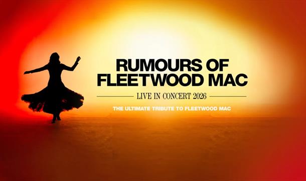 flame orange background with a dancer wearing a swirling skirt, and the tour logo