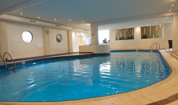 Indoor pool at The Grand Hotel, Seafront, Torquay, Hot Tub, Steam Room, Thalgo Spa Treatments