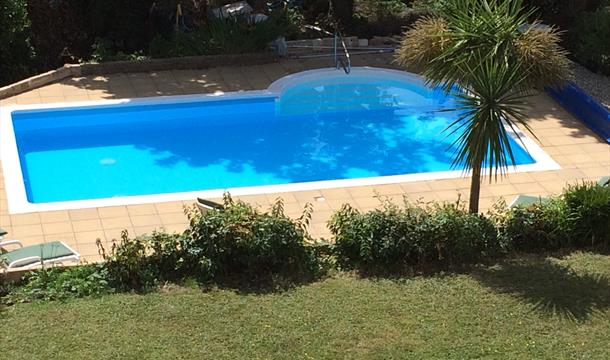 Outside swimming pool at Crofton House Hotel, Torquay, Devon