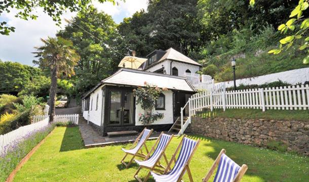 Enjoying the view from the Smugglers Cottage, Torquay, Devon