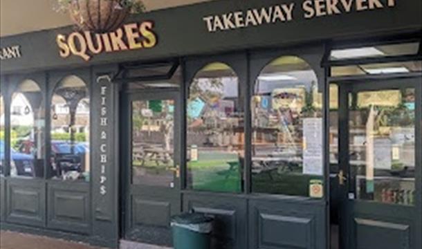 picture of the outside of the restaurant and food at Squires