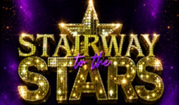 logo lit up in gold writing with a purple background