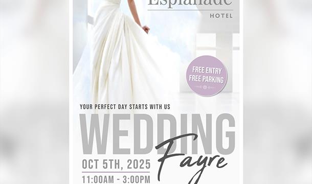 Wedding Fayre Esplanade Hotel Paignton Poster of a wedding dress and event details