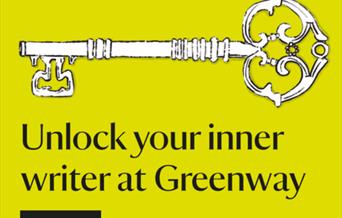 Yellow background with key illustration and text that reads "unlock your inner writer at Greenway"