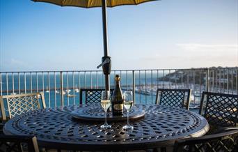 Outdoor seating area with harbour views 39 North Furzeham Road