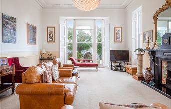 Elegant living room at Rosa Pines apartment, Torquay