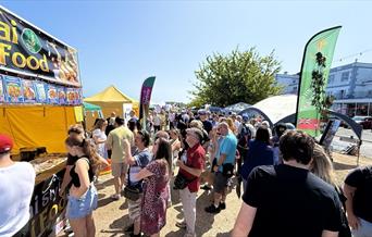 Food being served at Babbacombe Fayre, Torquay