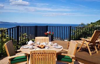 Decking and view, Bay Cottage, Cary Arms, Babbacombe, Torquay