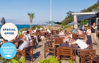 Outside dining at the Berry Head Hotel, Brixham, England's Seafood Feast