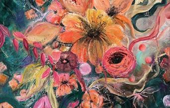 Floral painting, 'Blooming' Art Exhibition, Cockington Court, Torquay