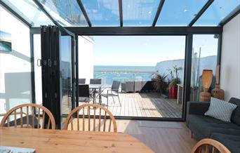 Balcony and sea view, Blue Buoy Cottage, 5 North Furzeham Road, Brixham, Devon