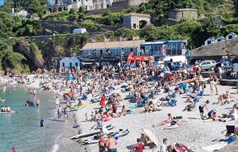 View from beach of Breakwater Bistro, Brixham, Devon