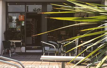 Central Caffe Outside Seating Area and Sign Torquay in Devon