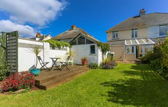 Decking area and garden, Danecroft, Higher Furzeham Road, Brixham, Devon