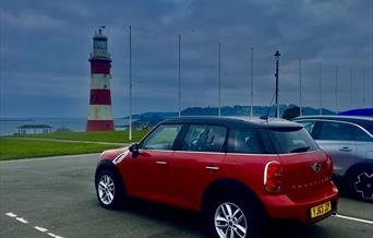 Mini Clubman on Plymouth Hoe