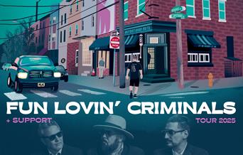 Fun Lovin' Criminals Arena Torquay picture of the artists in a street scene