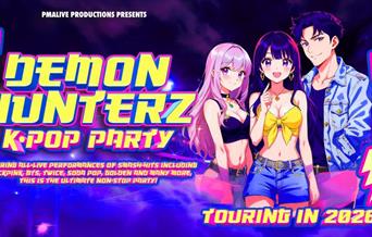 DEMON HUNTERZ K-Pop Party poster showing CARTOON CHARACTERS