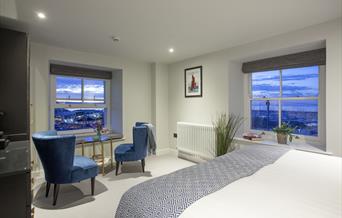 Bedroom and view from Maritime Suites, 79 Berry Head Road, Brixham