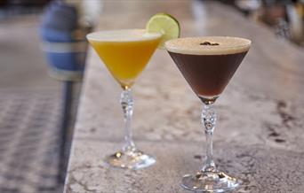 two cocktails, A Mysterious Affair at Mercure, part of the agatha christie festival