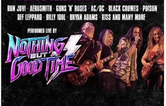 Nothing But a Good Time, image of musicians singing and playing electric base