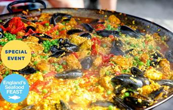 Paella dish served at Offshore Bar and Restaurant