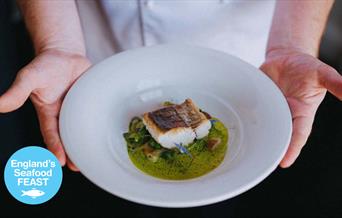 Fresh hake cooked for the Seafood FEAST, Brixham in Devon.