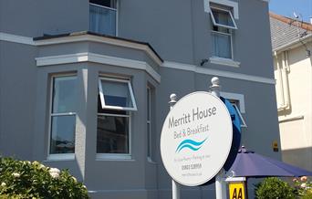 Merritt House B&B front garden entrance in Paignton, Devon.