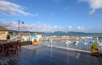 Decking area with view, Quayside View, 53a Roundham Road, Paignton, Devon