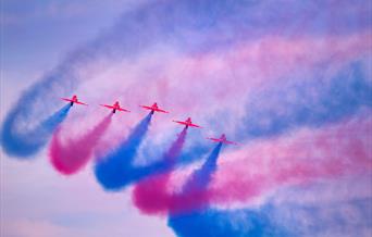 Red Arrows display at the English Riviera Airshow, Paignton, Devon