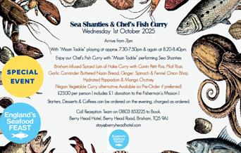 'Sea Shanties and Chef's Fish Curry' at Berry Head Hotel, Brixham, part of England's Seafood FEAST