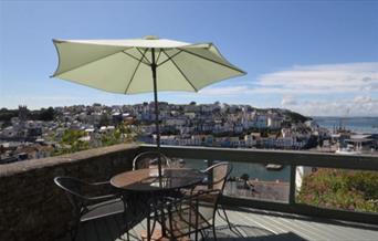 Decking area with sea view, Sea View Cottage, North View Road, Brixham, Devon