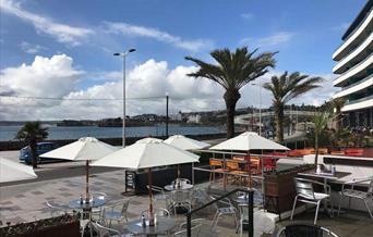 Terrace with view, Seabank Fish and Chip Restaurant, Torquay Seafront