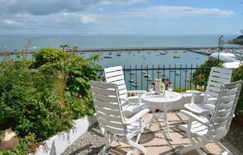 Outside Seating and view from Seaside Stories, Furzeham Road, Brixham