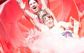 On the slide at South Bay Holiday Park in Brixham, Devon