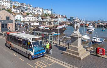 Stagecoach bus on Brixham harbourside